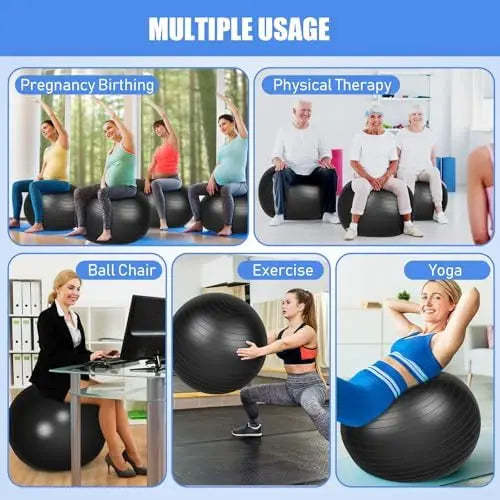 8 Pcs Yoga Exercise Ball Bulk 26 Inch with Inflatable Equipment Pilates Ball with Quick Pump Anti