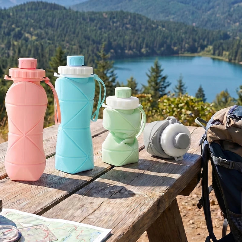 Silicone Water Bottle Folding Portable Reusable For Outdoor Activities