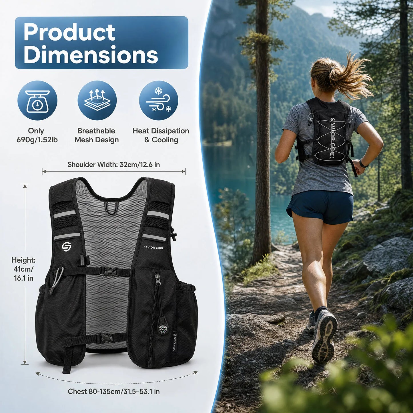 Outdoors Cooling Vest Tactical Cooling Vest AC Vest Constant-Temperature Summer Cooling Technology with Built-in Water Bladder