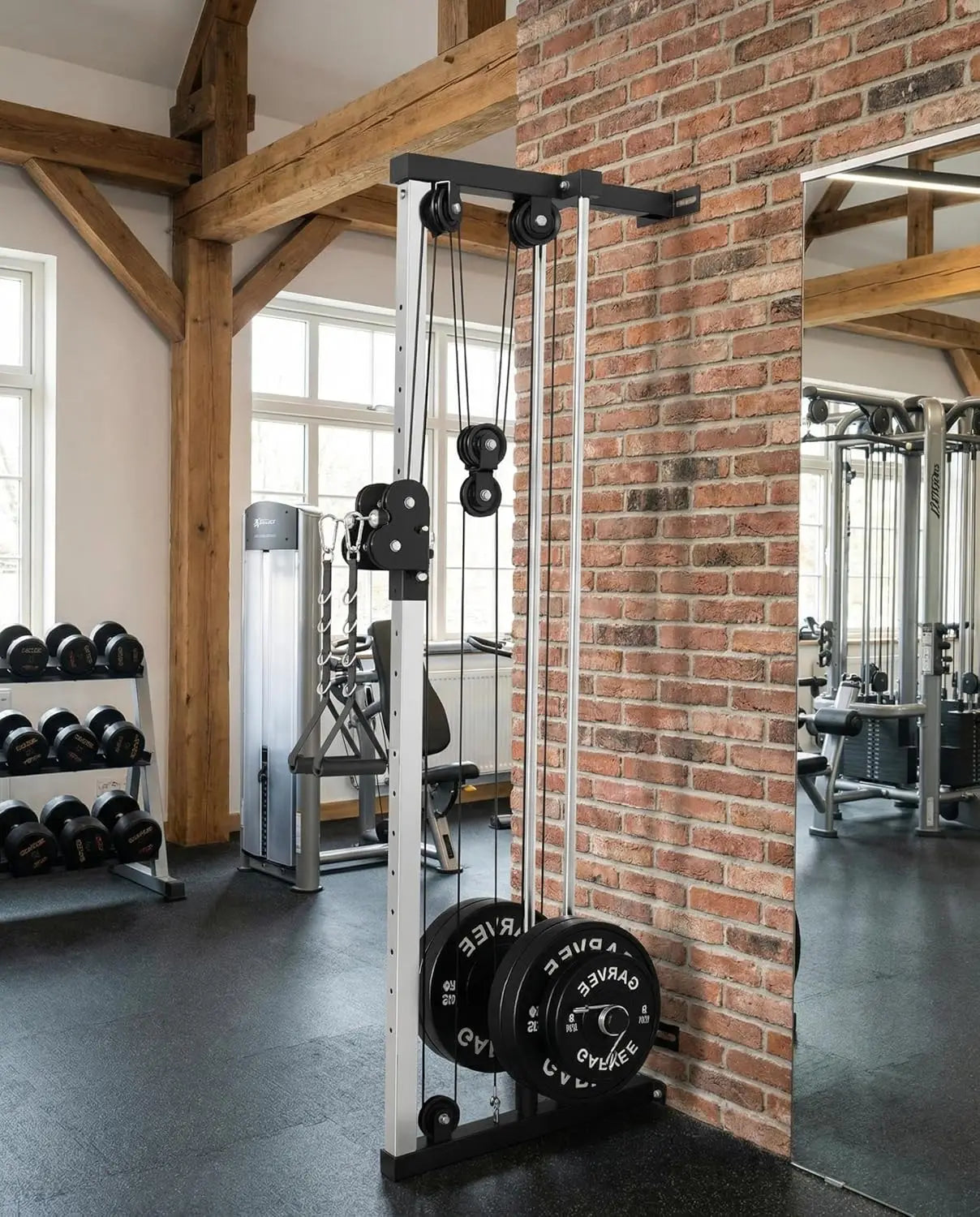 HiMISS Wall Mount Cable Station Dual Pulley Crossover Lat Pulldown
