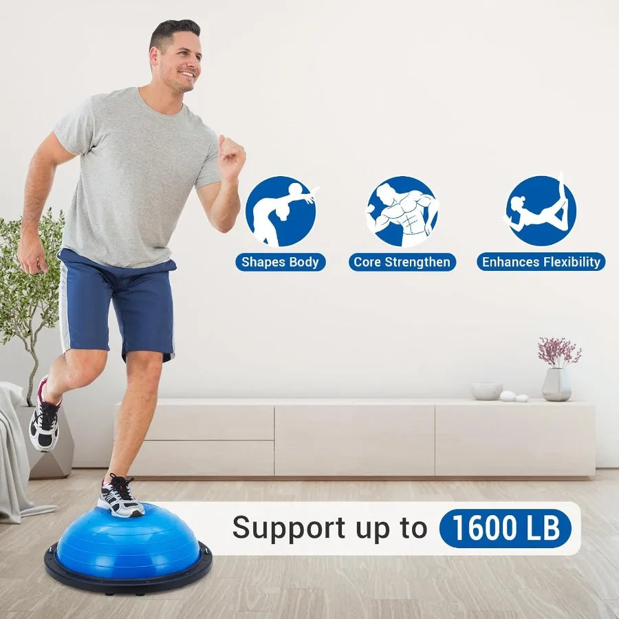 Inflatable Half Yoga Ball With Nonslip Base For Balance Training