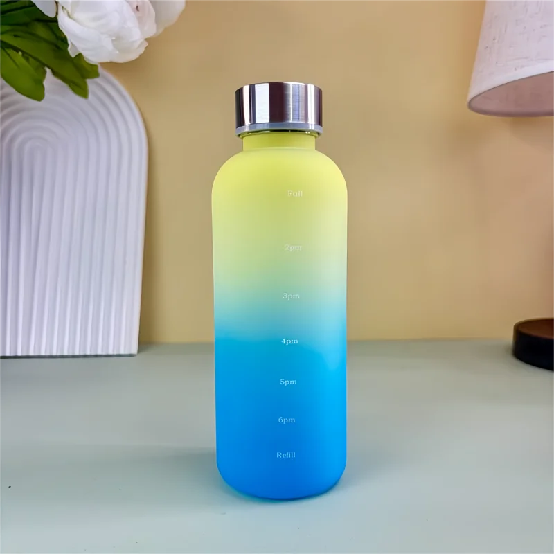Time Marker Water Bottle Eco Friendly BPA Free Frosted Plastic