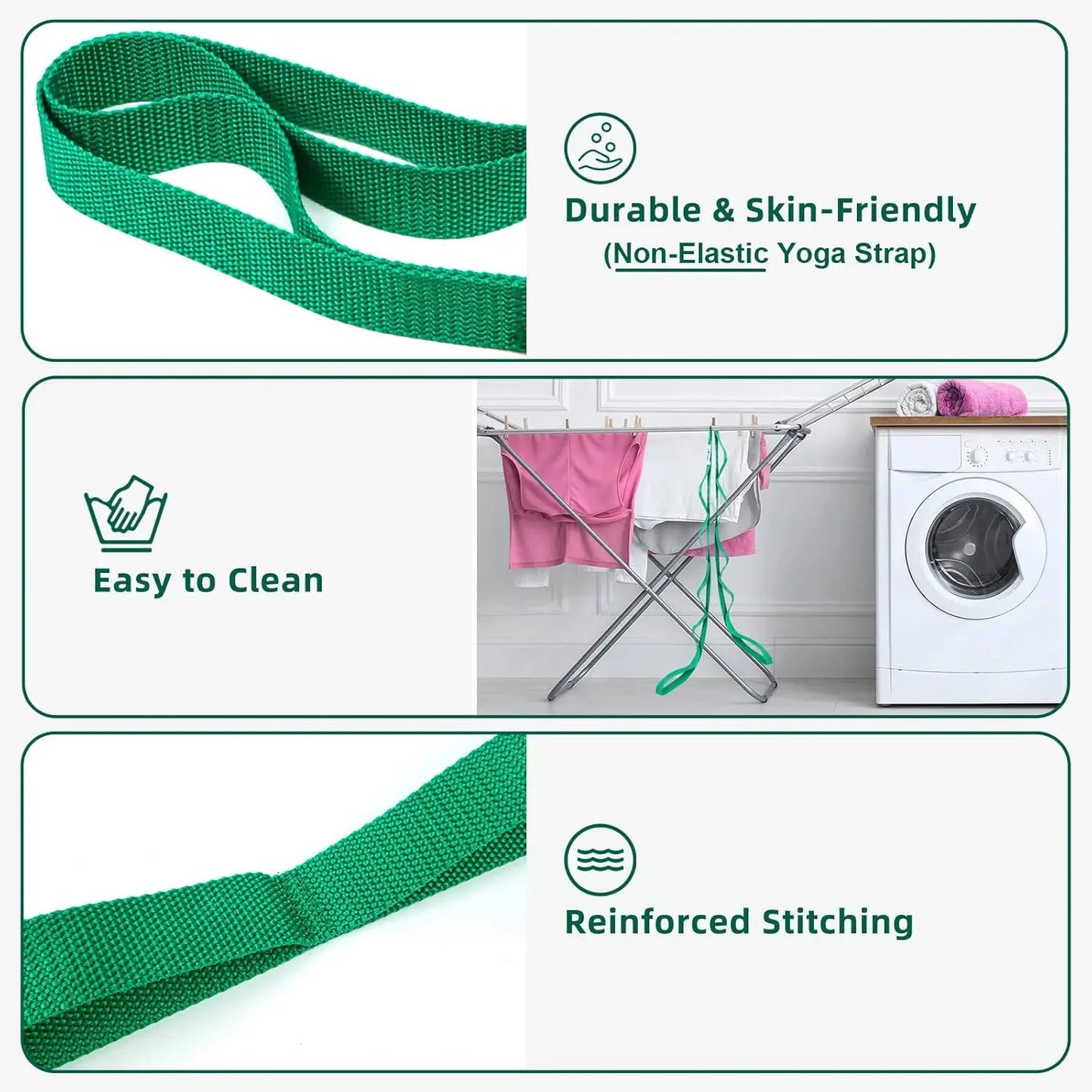 10-Loop Non-Elastic Stretching Strap for Yoga and Pilates