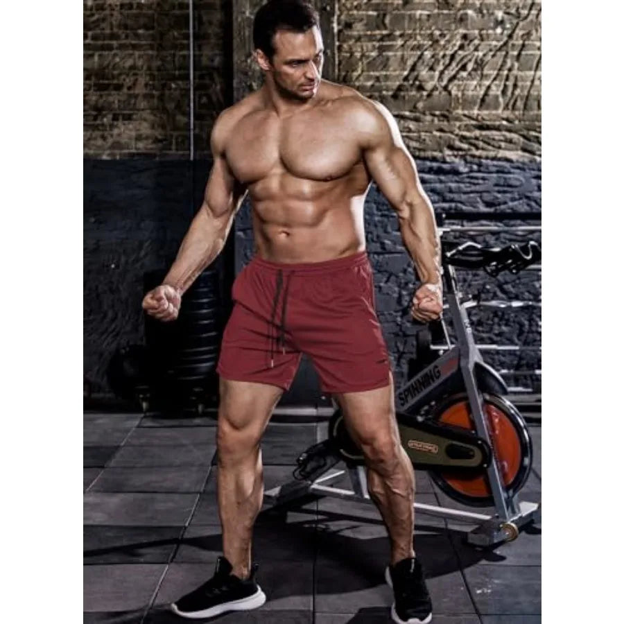 Men's Two Pack Quick Dry Athletic Running Shorts With Pockets