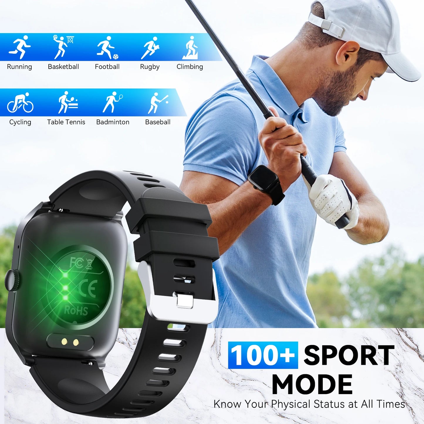 LaNikar QS56 Smart Watch Bluetooth Call Health Monitor