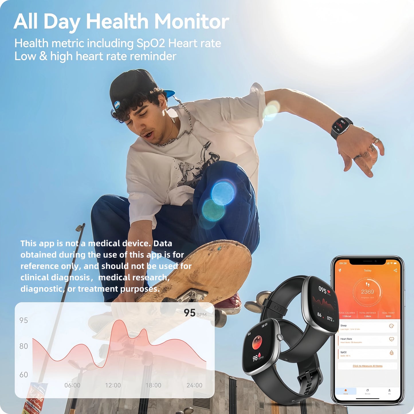 Anyloop Smart Watch Sleep Tracking Fitness Activity Tracker