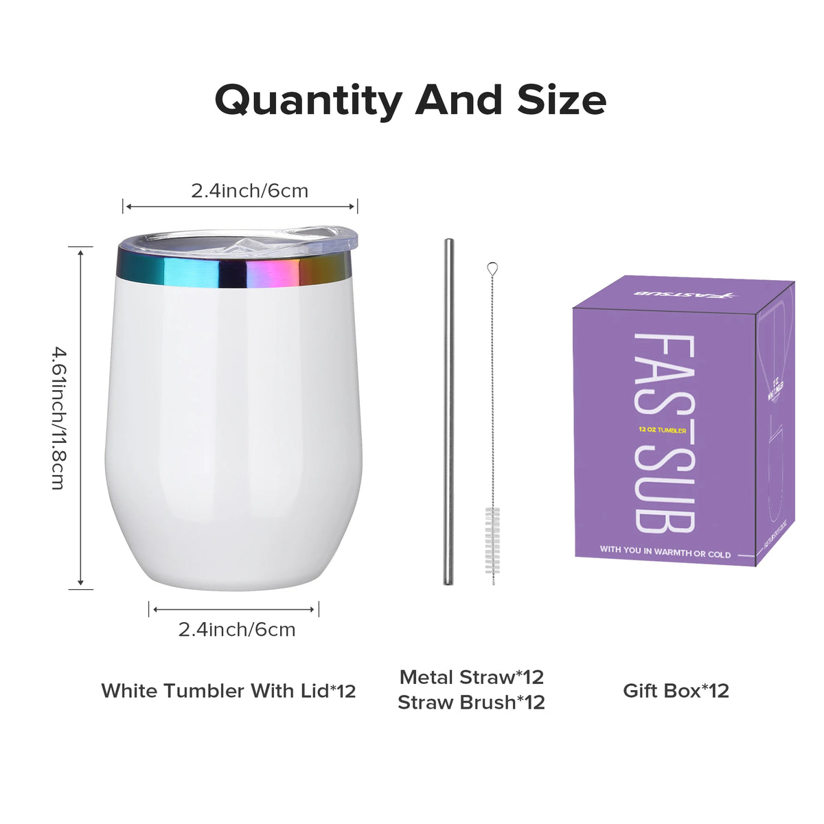 Fastsub Stainless Steel Vacuum Insulated Stemless Wine Glasses With Lids