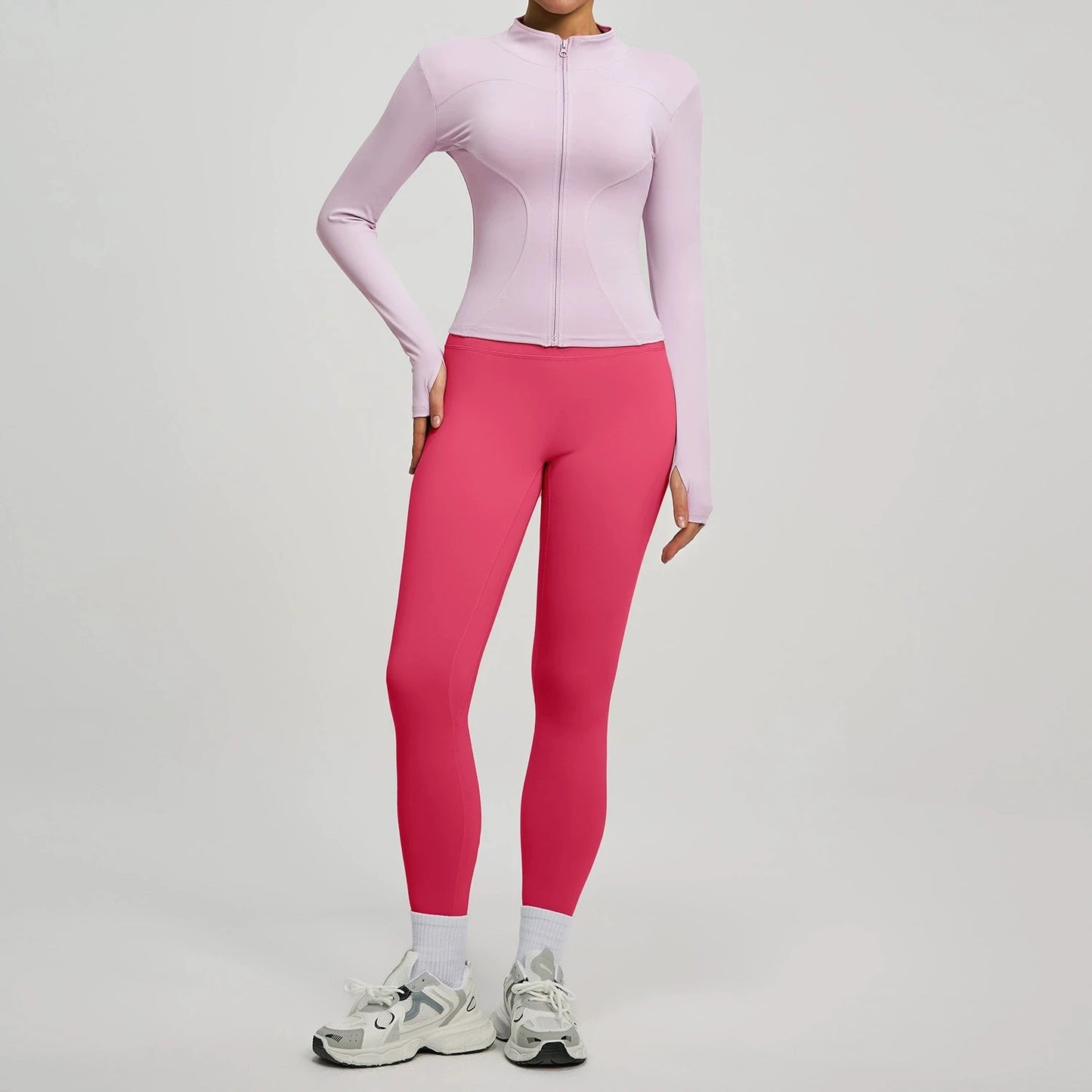 Women Long Sleeve Zipper Yoga Jacket Set With Leggings Tracksuit