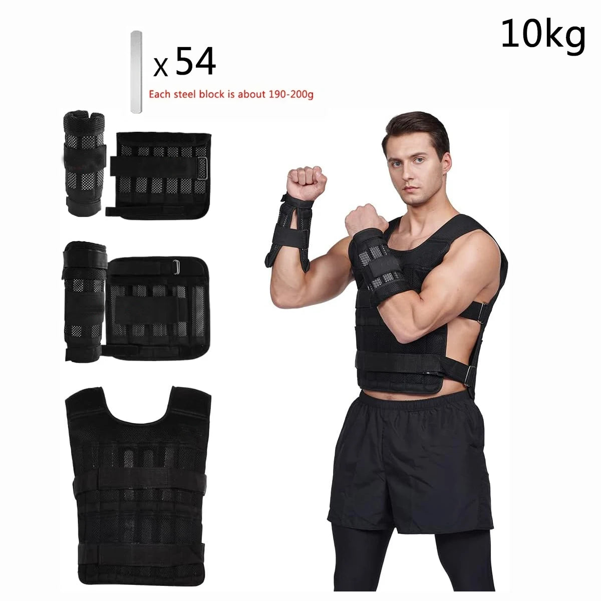 Adjustable Weight Vest And Ankle And Wrist Weights For Training