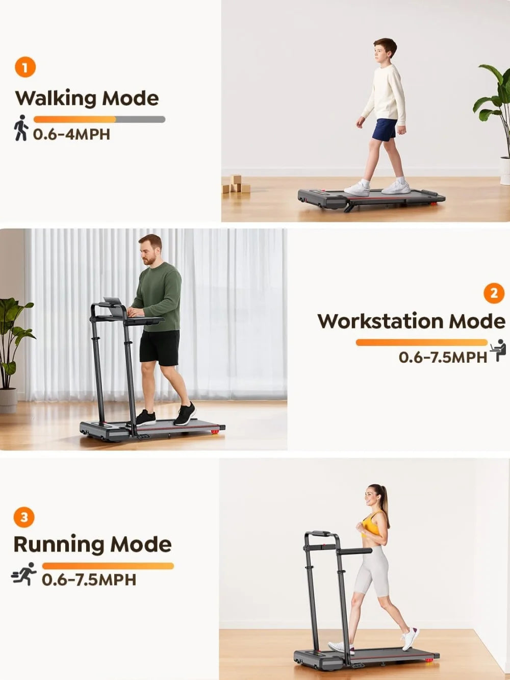 Silent Compact Walking Pad Treadmill For Home With Bracket