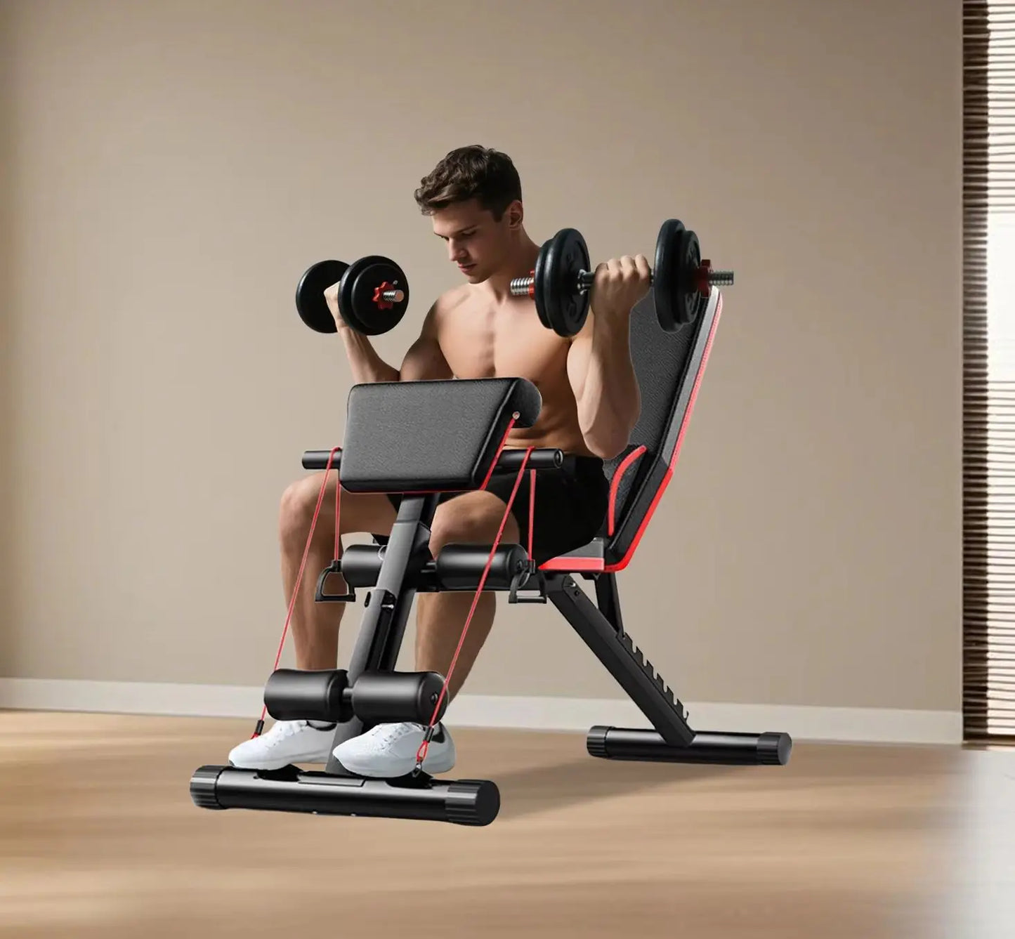 Multifunctional Foldable Weight Bench, Height Adjustable Strength Training Workout Bench, 160KG Max Weight Capacity, Full Body Gym Equipment for Home, Apartment & Small Fitness Studio