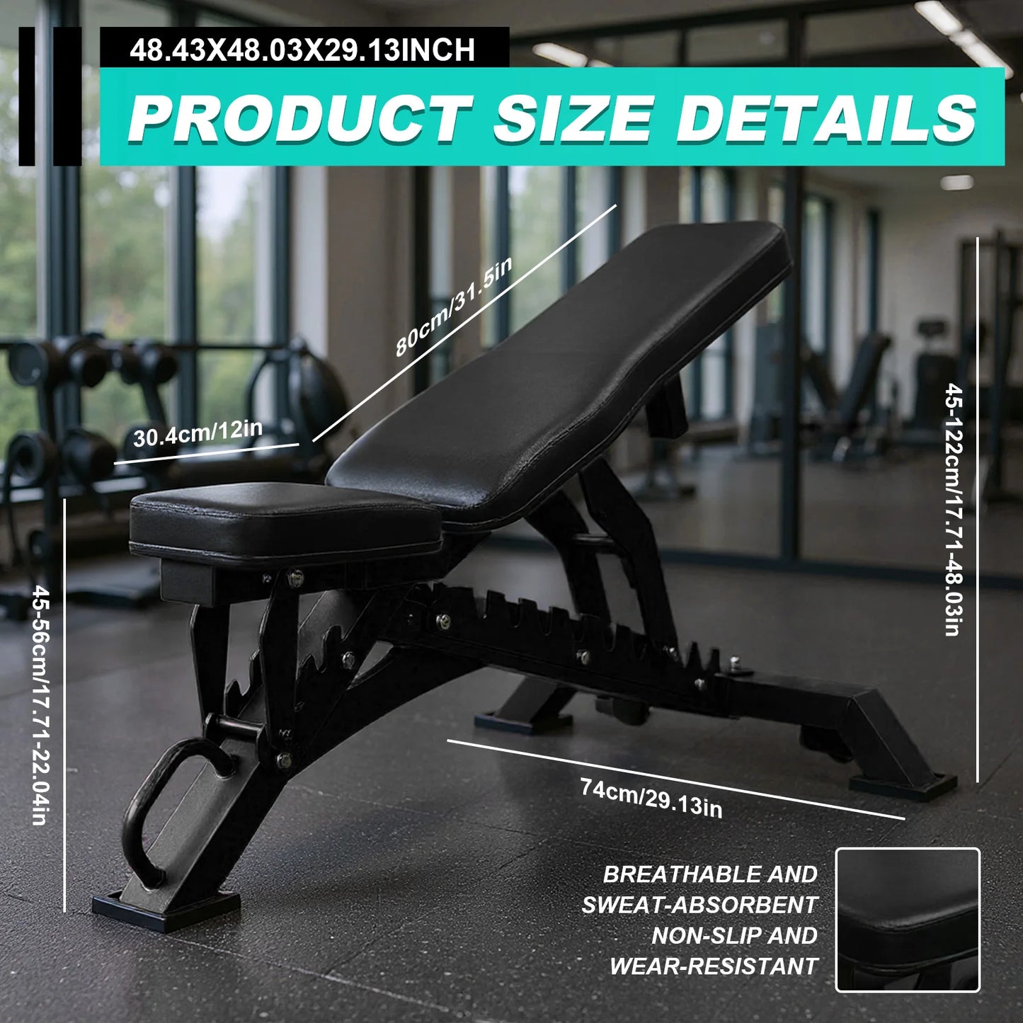 Ergonomic Strength Weight Bench 9 Angle Adjustable Strength Training Bench Exercise Bench for Bench Press Full-Body Workouts