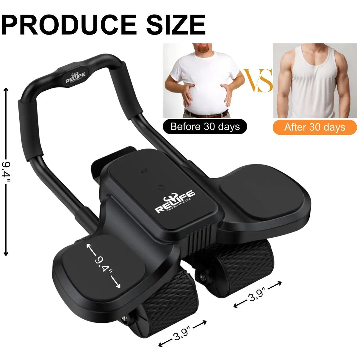 RELIFE 2 in 1 Ab Wheel Roller with Elbow Support & Knee Mat - Automatic Rebound Upgraded Four-wheel Core Workout Home Gym Abs