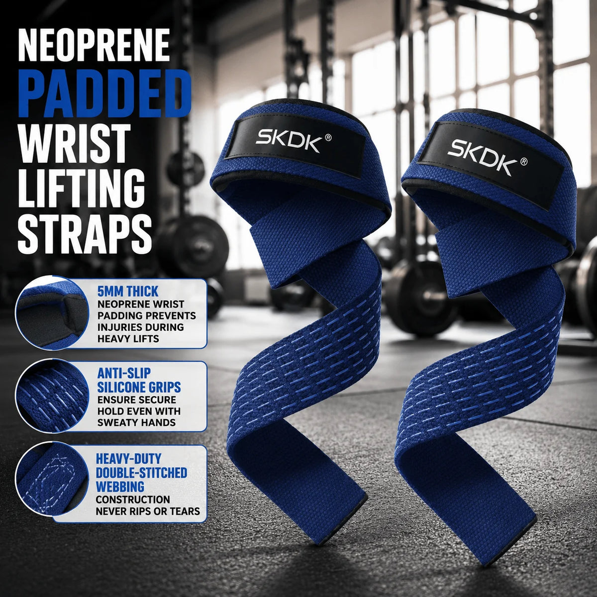 Padded Anti-Slip Weightlifting Wrist Straps For Deadlifts And Strength Training