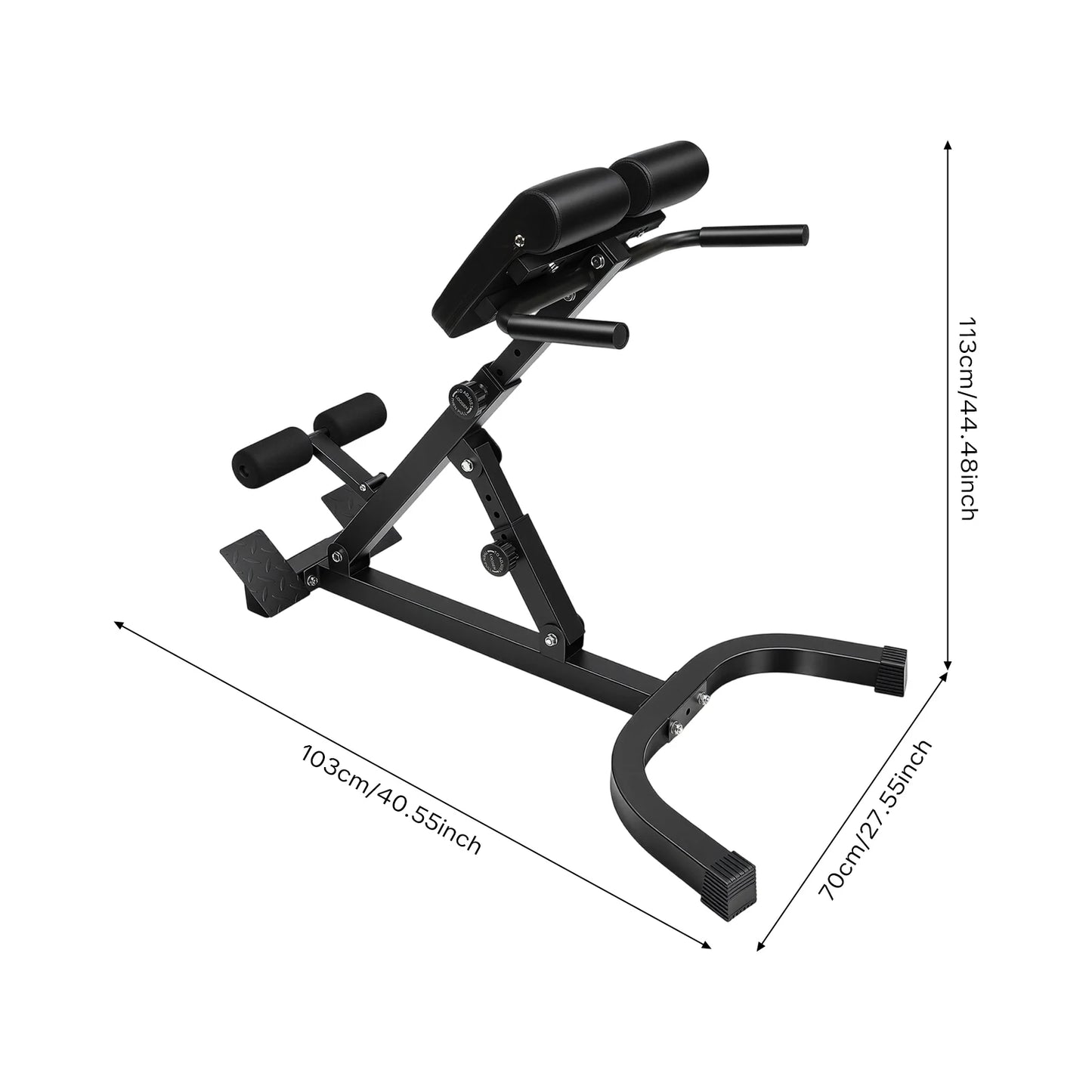 Roman Chairs with Non-Slip Pedal, 8 Pad Positions, 5 Angle Adjustments, Hyperextension Bench, Foldable Abdominal Stool for Core Strength, Back Muscles, Posture, Balance, Home Fitness Equipment