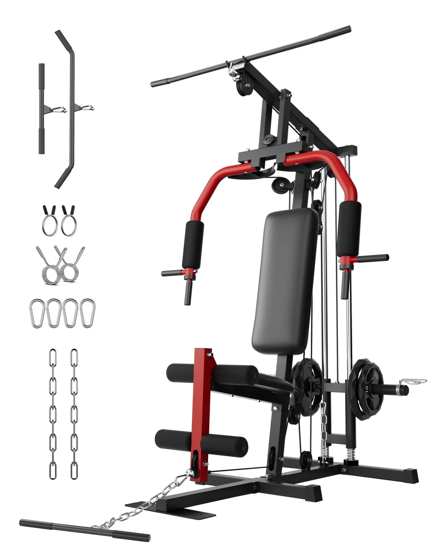 5-In-1 Multifunctional Home Gym Equipment: Full Body Workout Machine with Lat Pulldown, Chest Press, Leg Extension & Seated Row