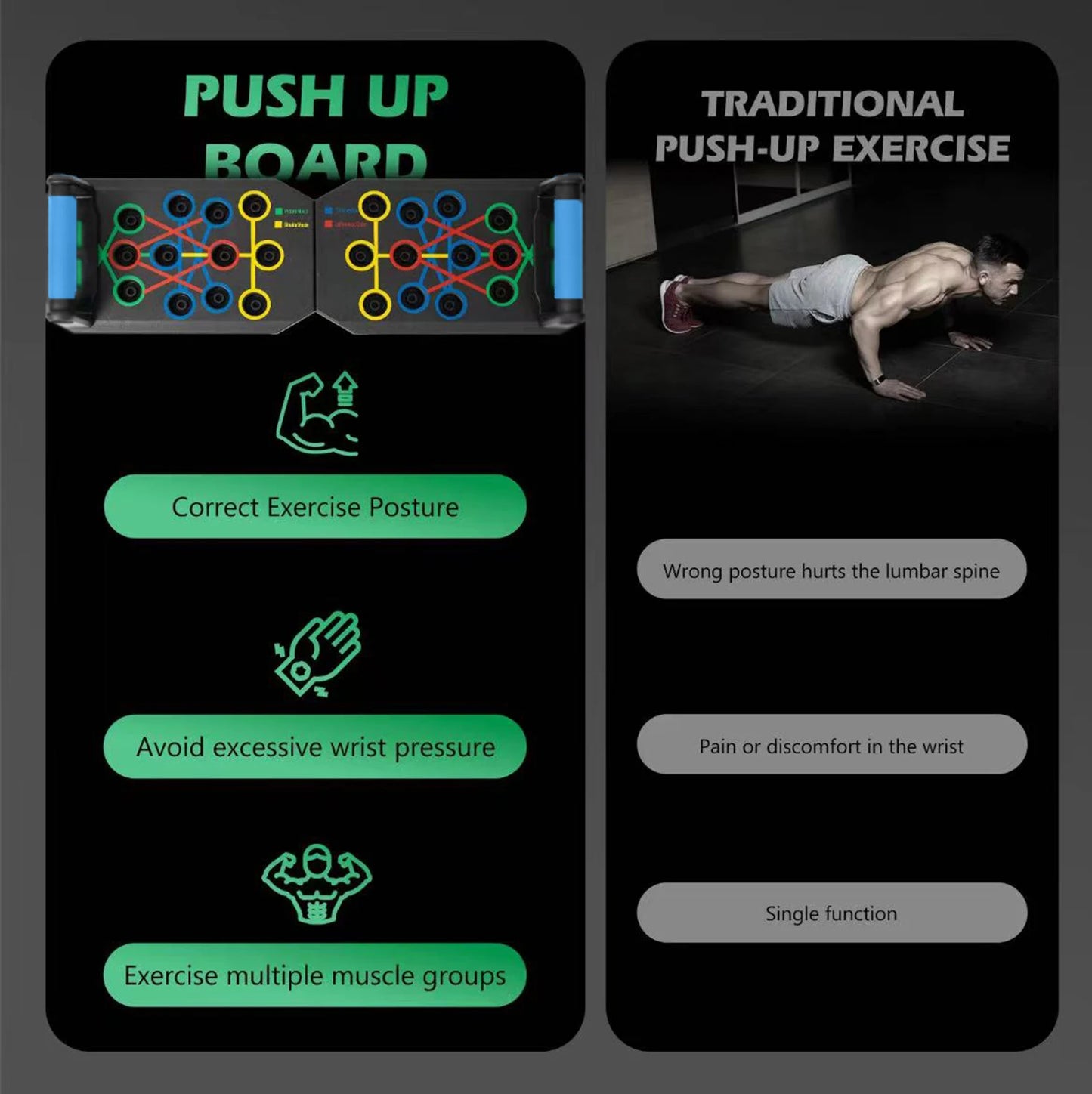Push Up Board Set Portable Multifunctional Fitness Equipment For Chest