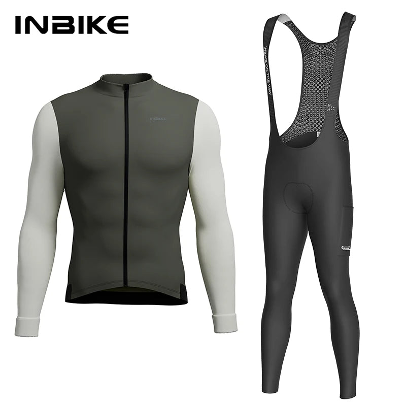 INBIKE Winter Fleece Cycling Jersey and Padded Bib Pants Set