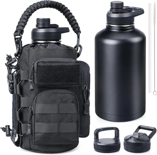 Insulated Stainless Steel Water Bottle With Pouch And Lids