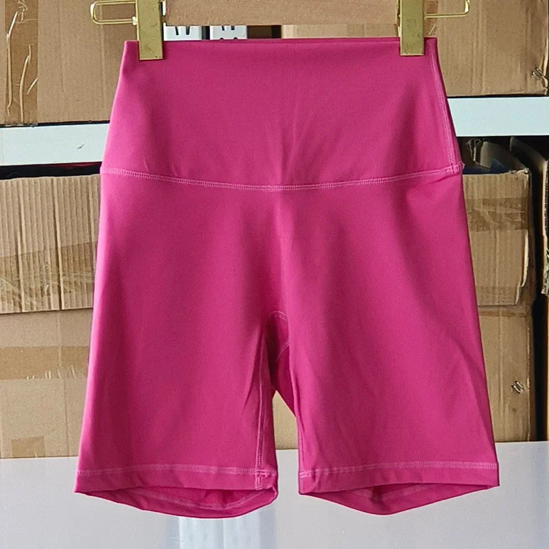 SDFHSFH Women's High Waist Yoga Shorts Nylon Elastane