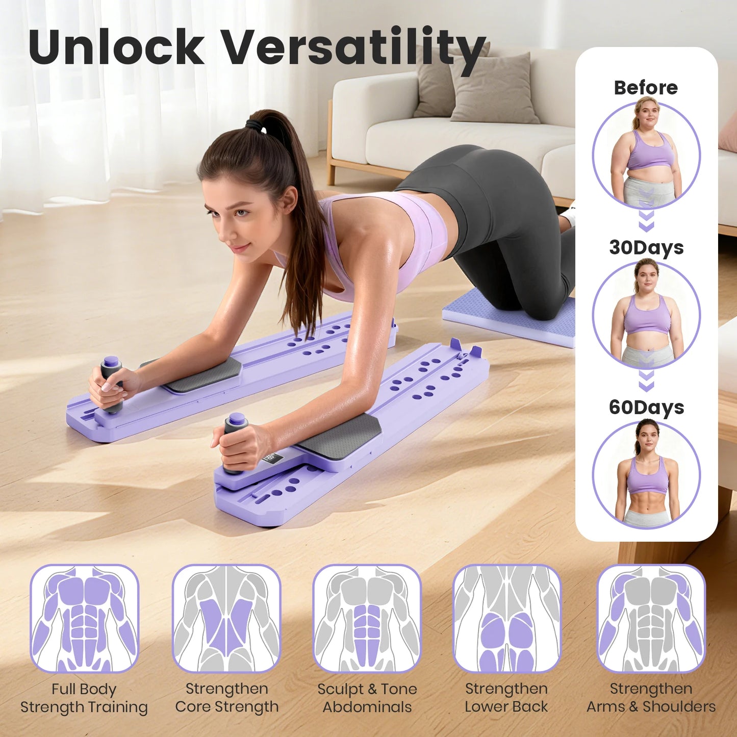 Portable Pilates Board Ski Balance Board With Reps Timer Display