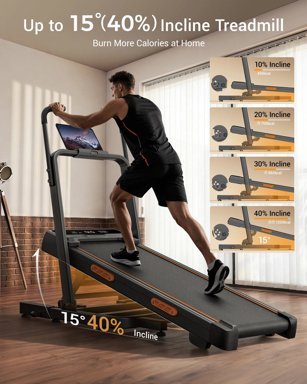 UMAY Electric Folding Treadmill With LED Display For Home