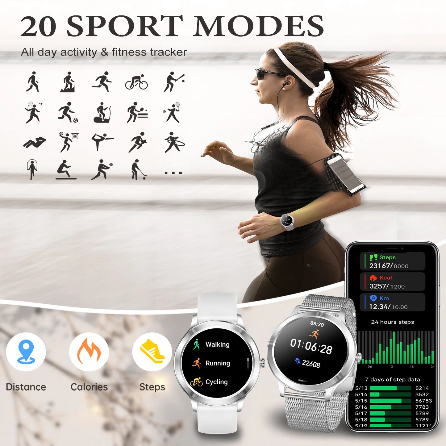 INNOFOVO Touchscreen Smartwatch With Long Battery And Wireless Alerts