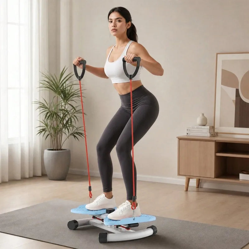 Twist Waist Disc Board with Resistance Bands, Multifunctional Home Fitness Equipment, Waist‑Twisting Exercise Platform for Leg Hip Abdominal Workout and Body Shaping