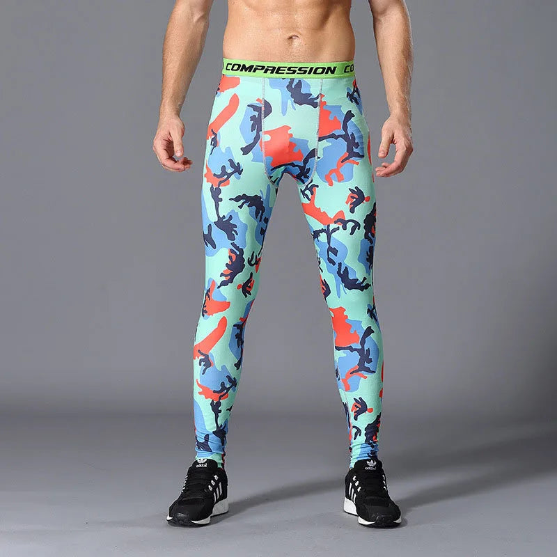 Camouflage Running Leggings For Men Quick Dry Compression Tights