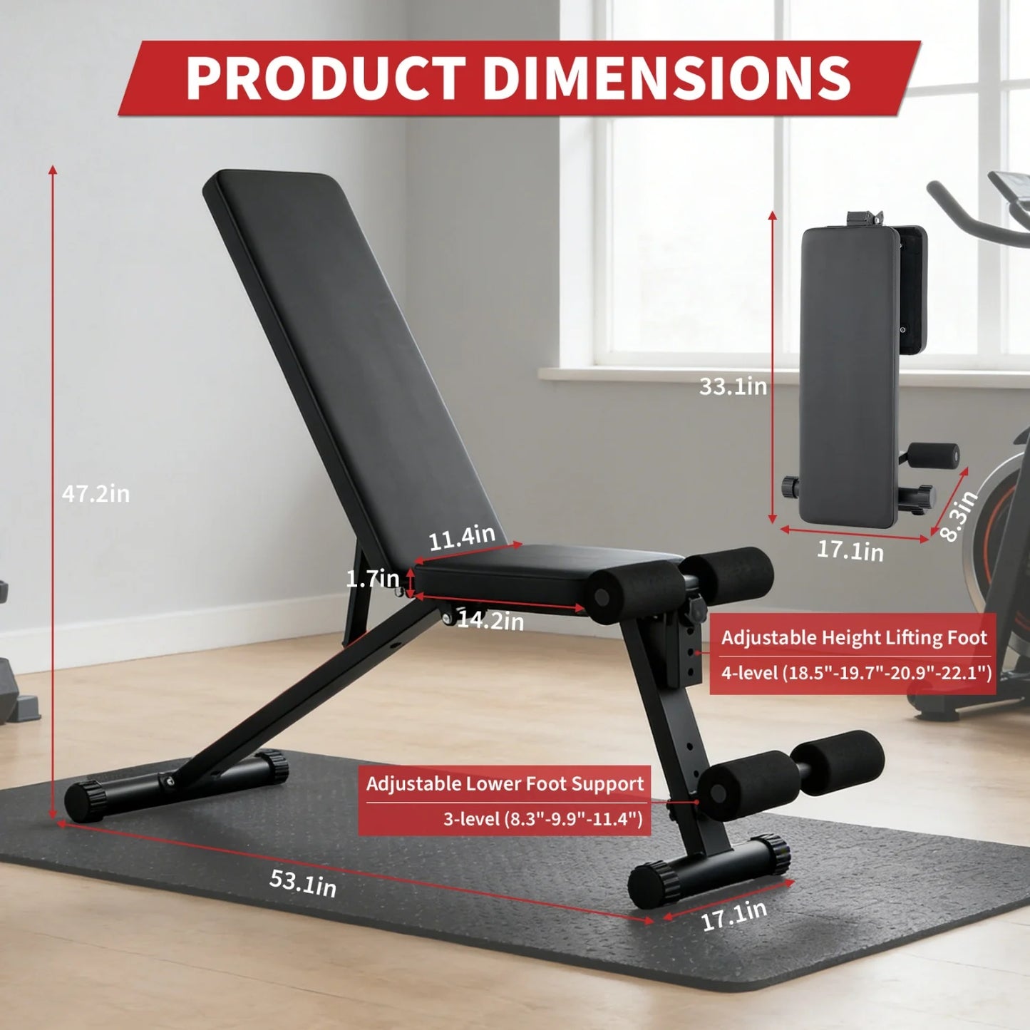 HiMISS Adjustable Weight Bench With Leg Extension And Preacher Curl
