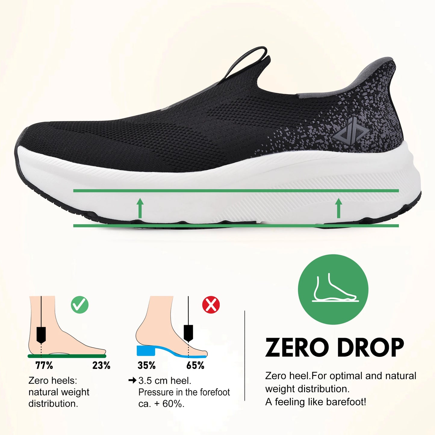 Men's Slip-On Walking Shoes With Arch Support Cushioned Zero Drop