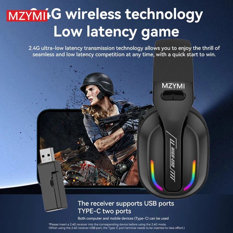 GT100 Wireless Gaming Headset 2.4GHz Bluetooth Headphones With Mic For PS4 PS5