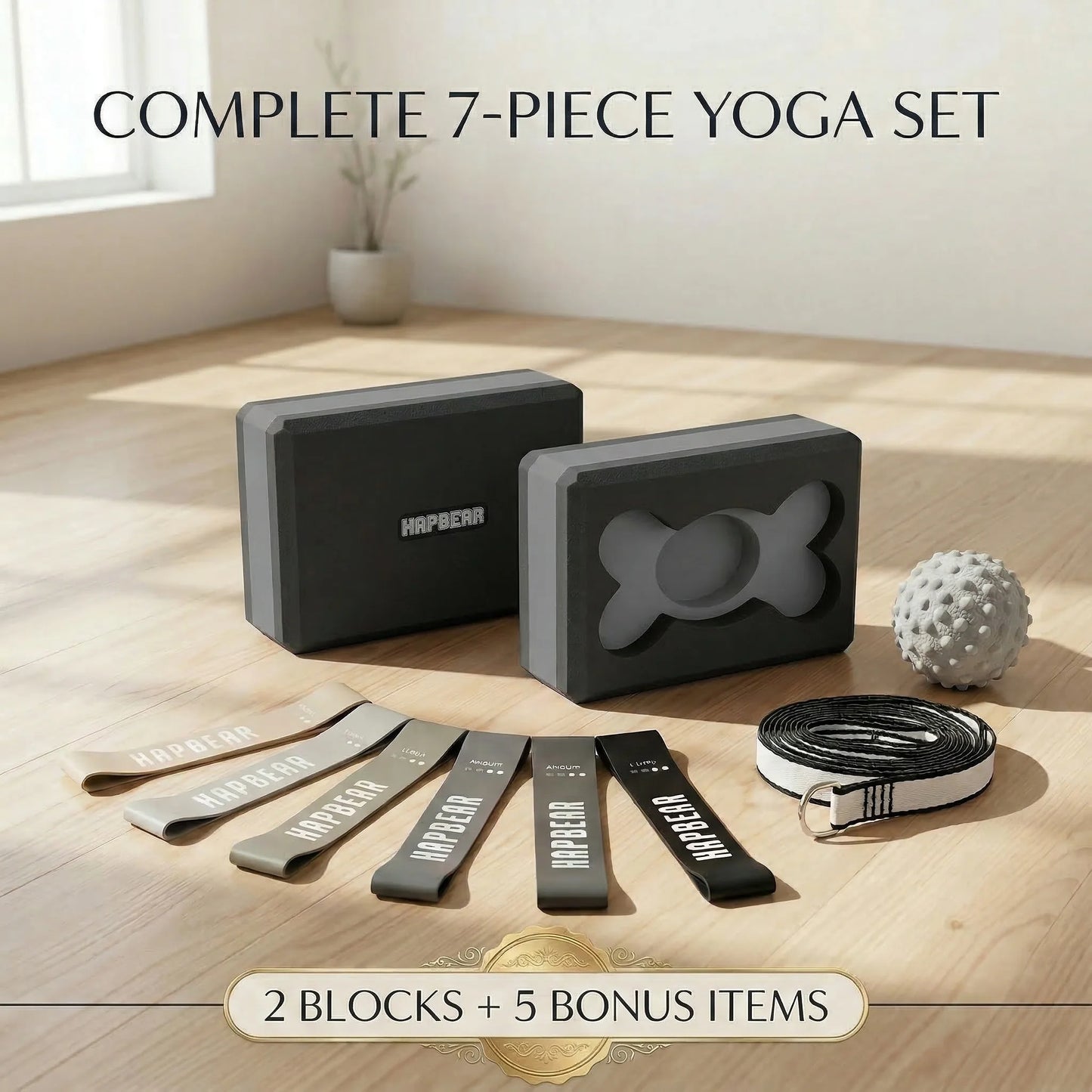 HAPBEAR Yoga Blocks 2 Pack - 9x6x3in High-Density EVA Foam with Non-Slip Textured Surface, Supportive for Deep Stretching & Lightweight - Ideal for Yoga, Pilates, Stretching Exercises