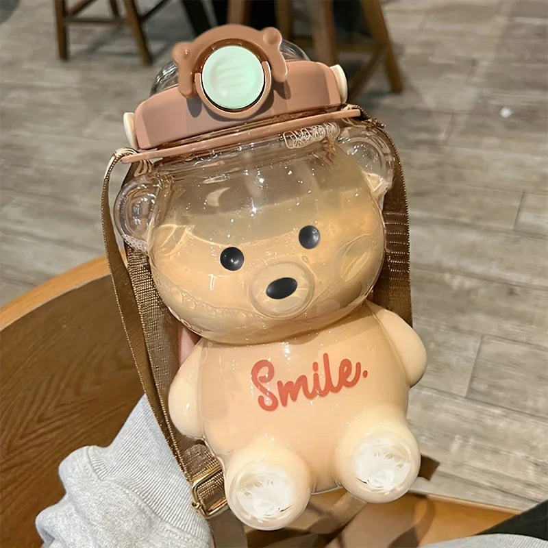 Cute Bear Cup Various Modes of 1000ml/1400ml Tumbler with Straw Kawaii Water Bottle for Girl Kid Outdoor Drinking Kettle