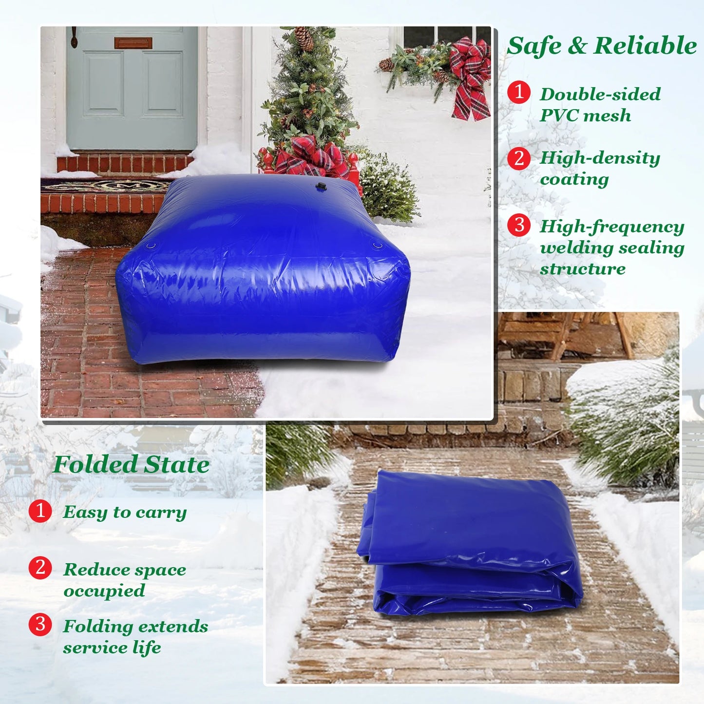 [4000L] PVC Water Storage Bladder, Foldable Soft Water Bag with Valve, Large Capacity, Portable PVC Storage Container for Fire Prevention, Drought Resistance, Water Storage Bag Soft Water Tank