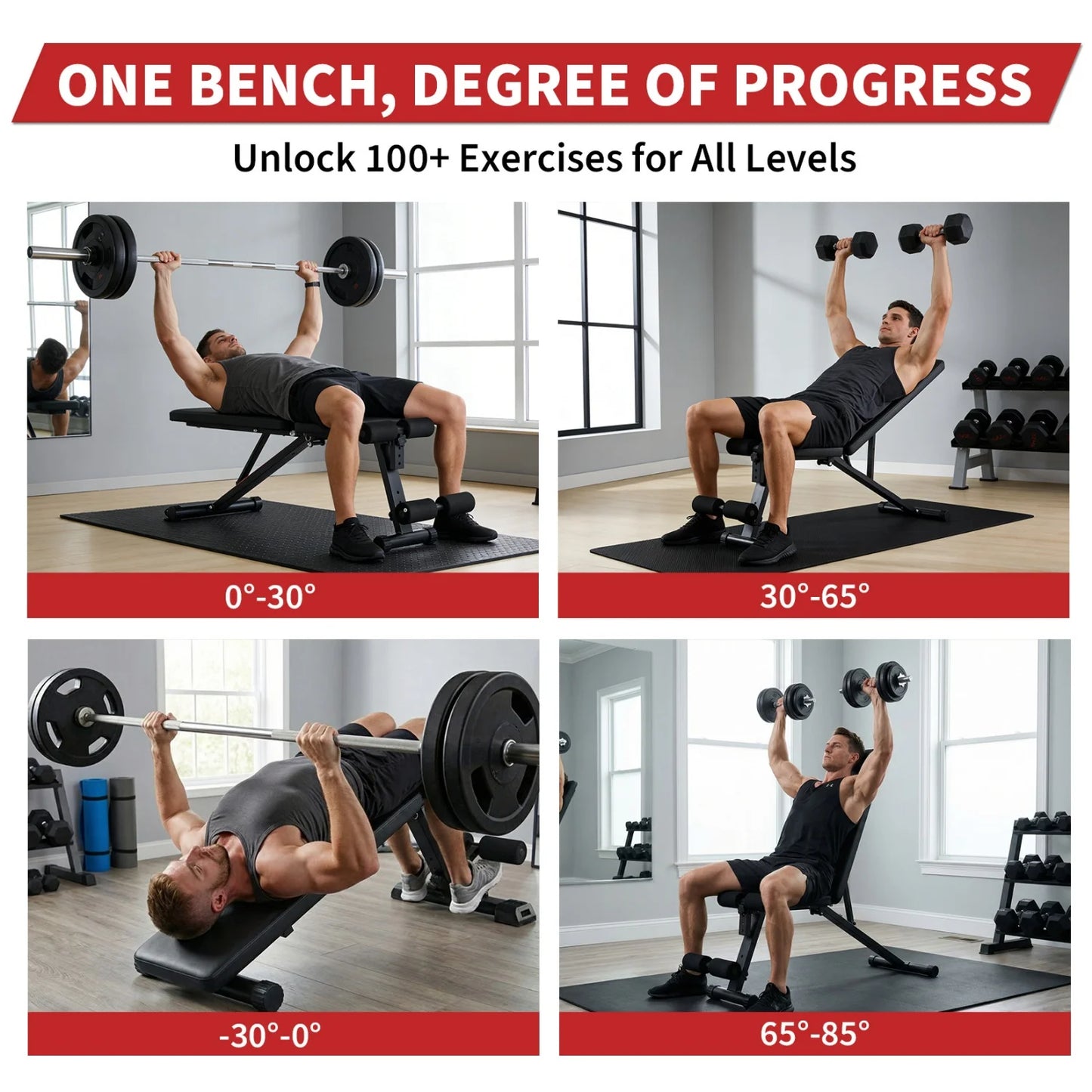HiMISS Adjustable Weight Bench With Leg Extension And Preacher Curl