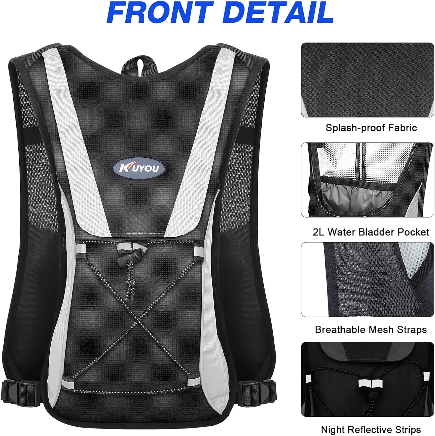 Running Hydration Vest With 2L Water Bladder Adjustable Straps Reflective
