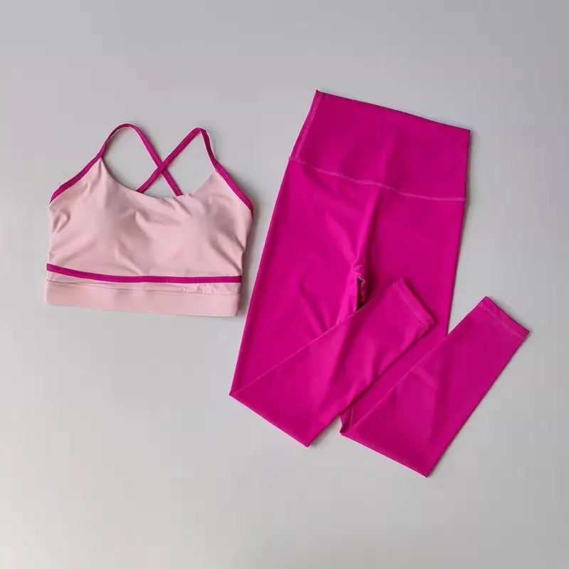 Women's Yoga Set 2-Piece High Waist Leggings And Sports Bra