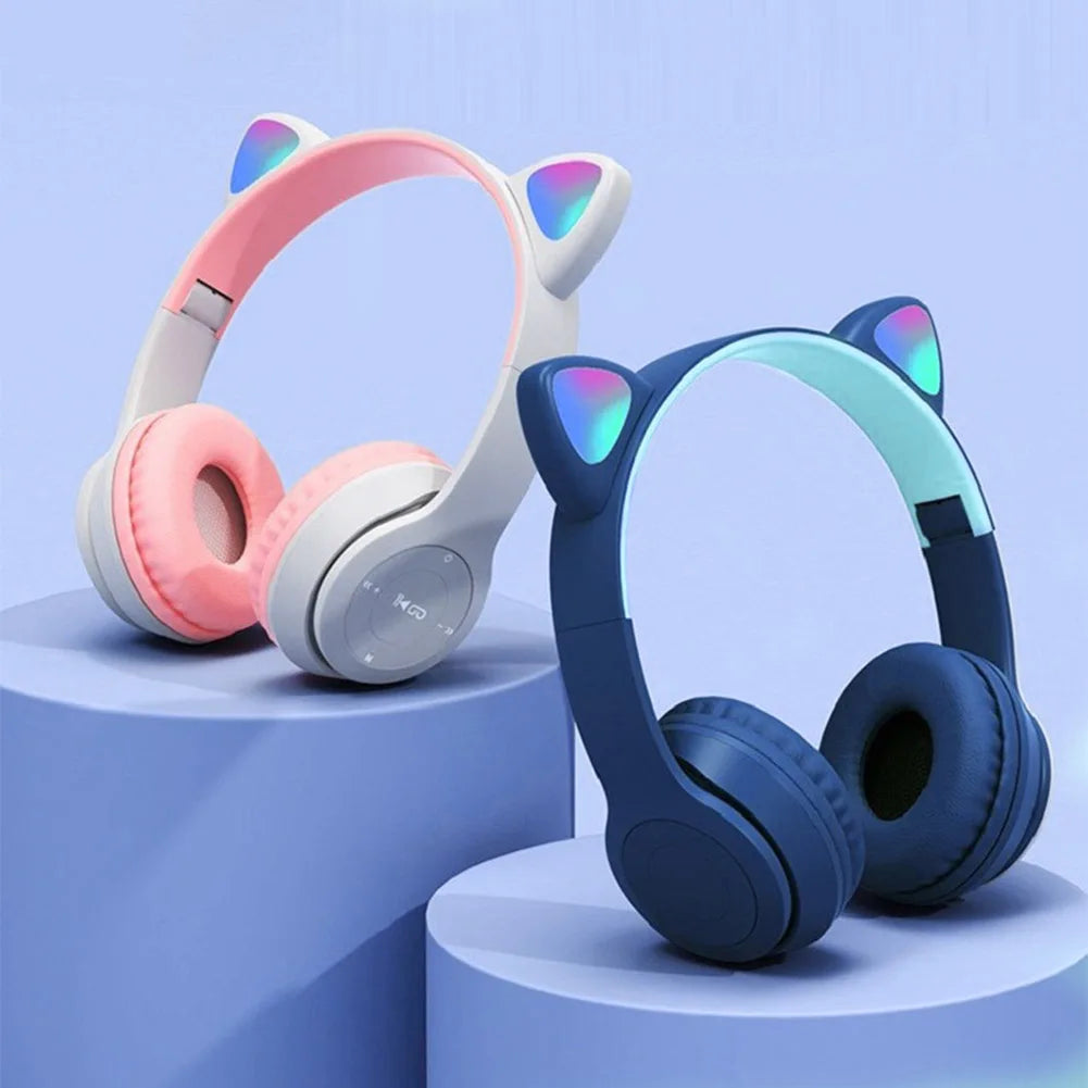 ANENG Wireless Cat Ear Headphones Bluetooth Over-Ear Headset Glow Light