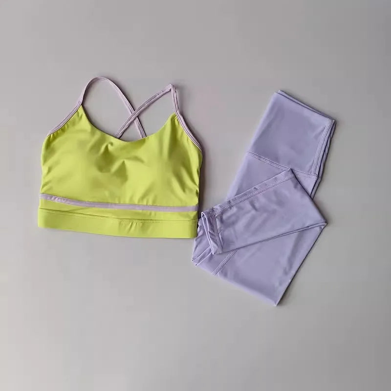 Women's Yoga Set 2-Piece High Waist Leggings And Sports Bra