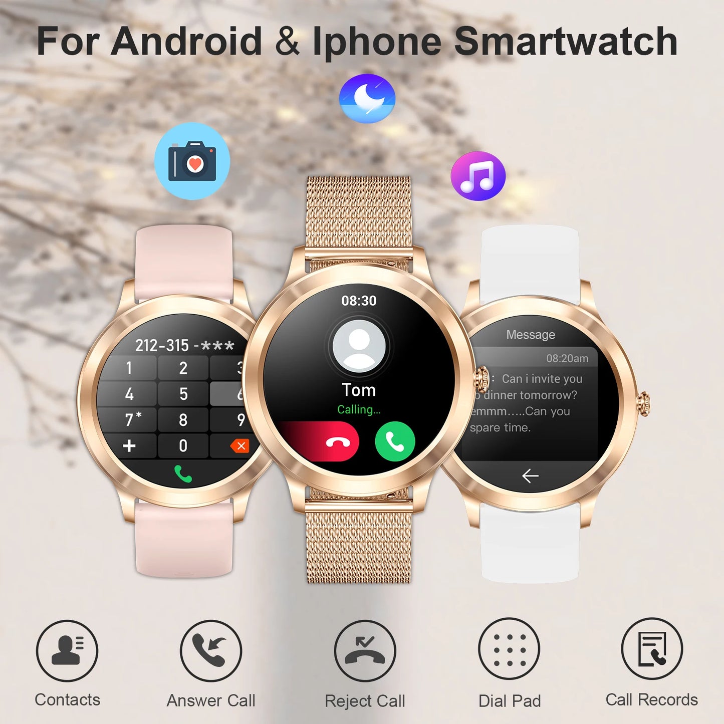 INNOFOVO Touchscreen Smartwatch With Long Battery And Wireless Alerts