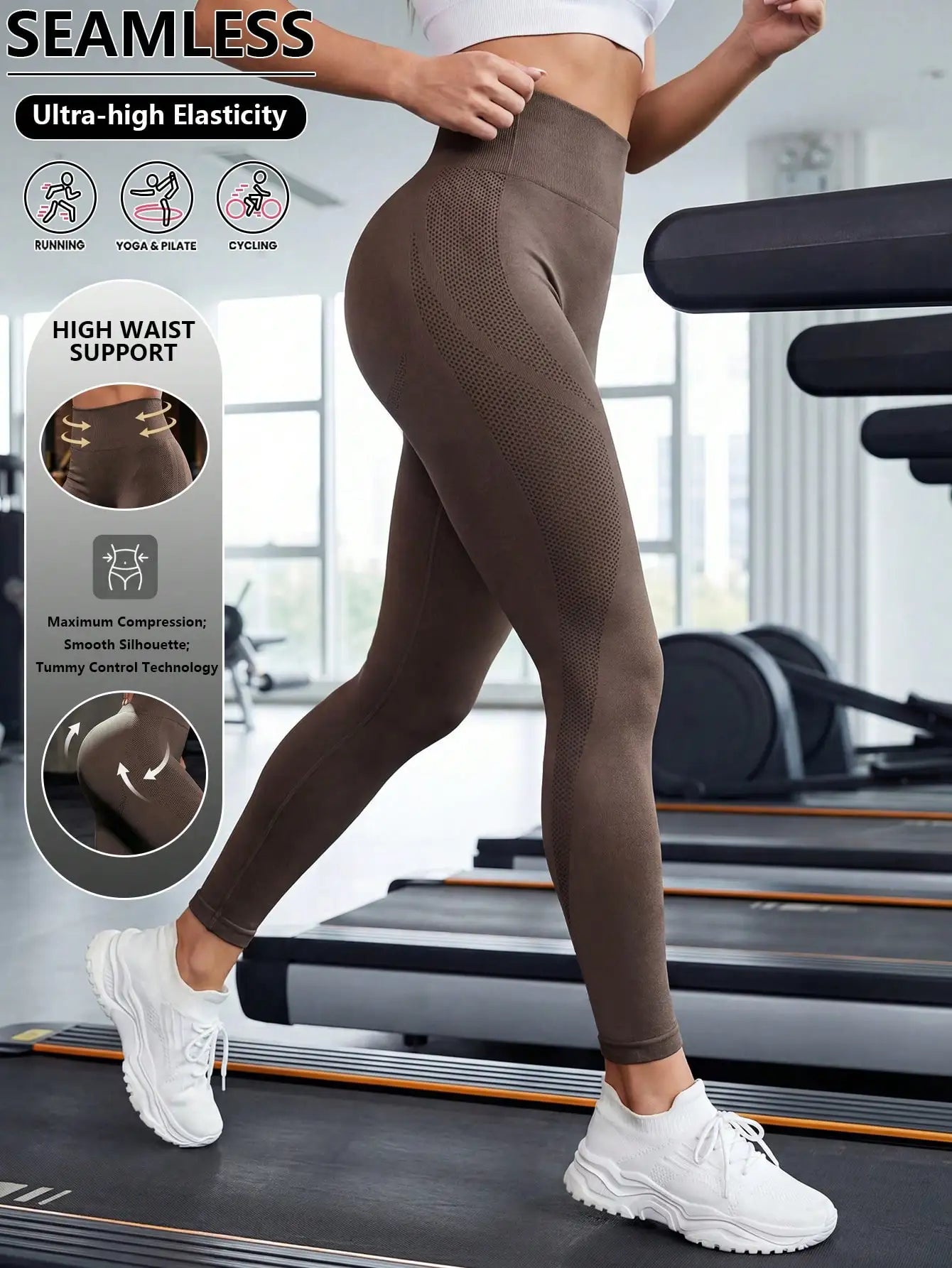 Women's High Waist Elastic Yoga Pants Tummy Control Sports Running Pants One Size Fits All And Plus Size