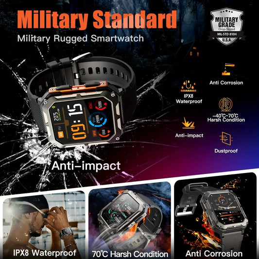 A Rugged Smartwatch IPX8 Call Dial Android iPhone Outdoor Sport