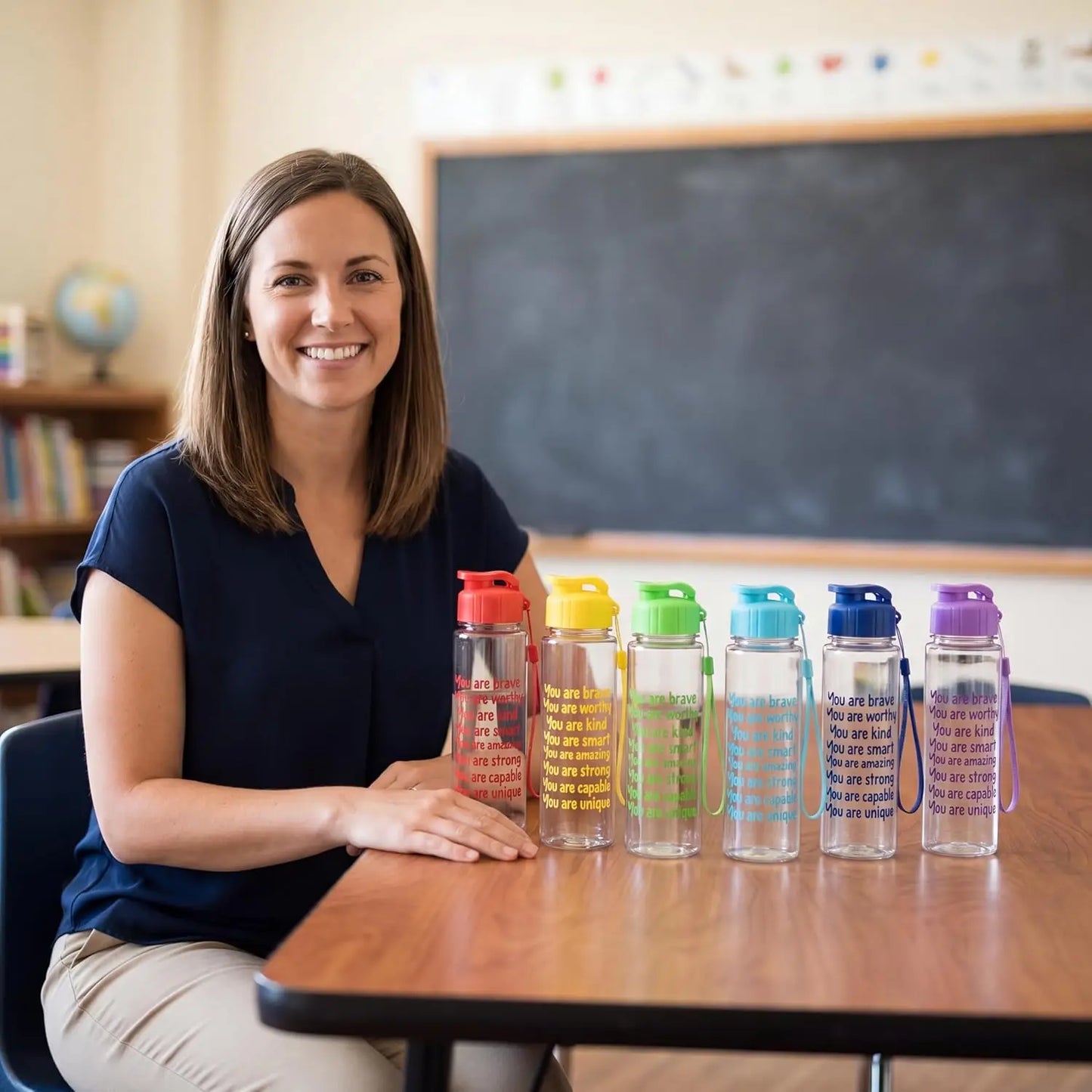 Motivational 24 Pack 17oz Water Bottles With Leak Proof Lids
