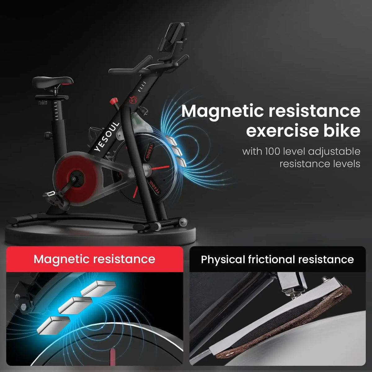 S3 Black Exercise Bike For Home Smart White Cycling Bike Magnetic Resistance For Gym Electric Stationary