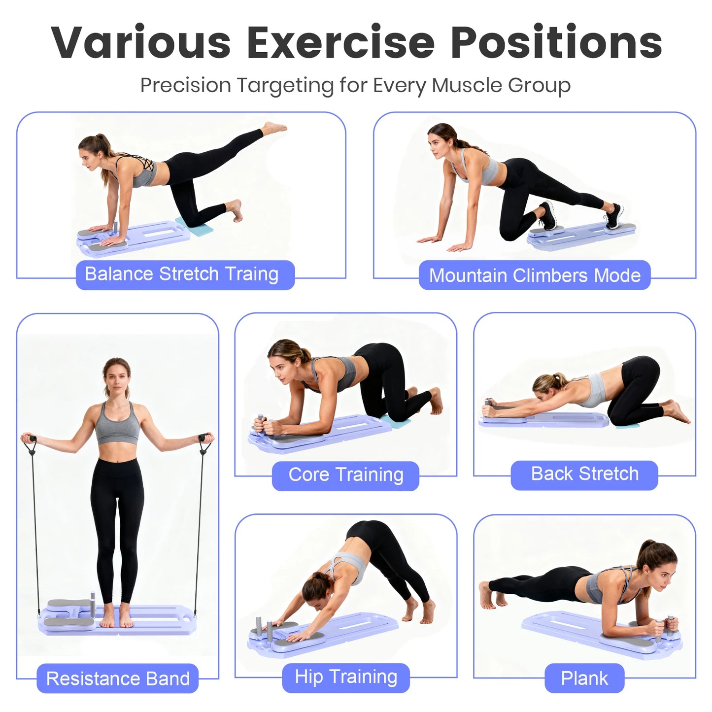 Foldable 5 In 1 Pilates Board For Home Core Training