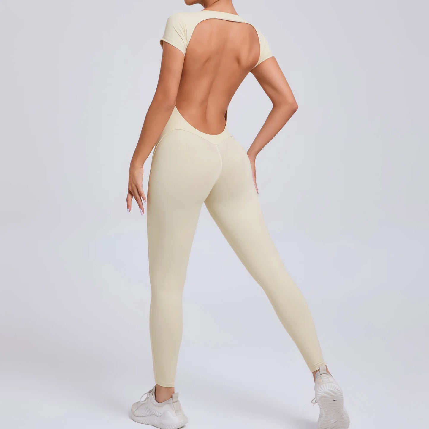 COZOK Women's Open-Back Yoga Jumpsuit Quick-Dry Slim Fit