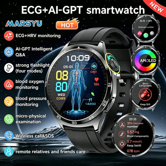 Marsyu ECG PPG HRV Oxygen Health Smartwatch With Lipid And Uric Acid Monitoring