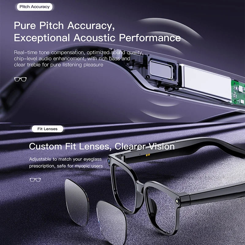 2026 New Smart Ai Glasses, A Variety Of Lenses To Choose From, Two Standard Replacement Lenses, Photo And Video Ai Glasses, 800W Pixel Ultra-Wide-Angle Camera, High-Definition Video 1080P, Photography And Camera Anti-Shake, D