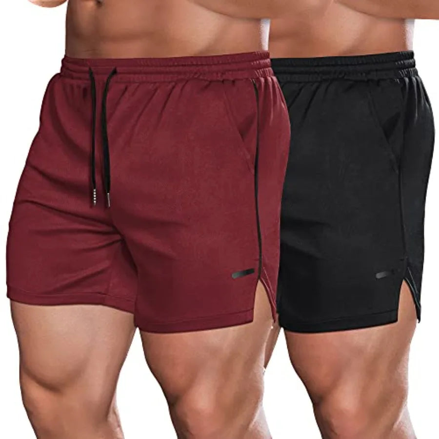 Men's Two Pack Quick Dry Athletic Running Shorts With Pockets